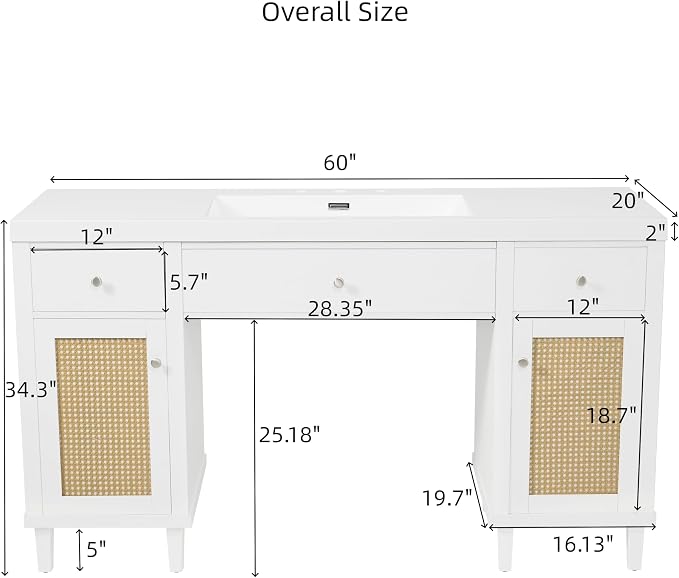 60 Inch ADA Compliant Bathroom Vanity - Image 2