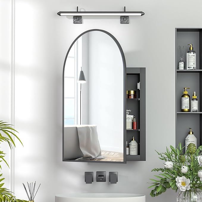 Recessed Medicine Cabinet with Mirror, Arched Medicine Cabinet Mirrors by Mepplzian
