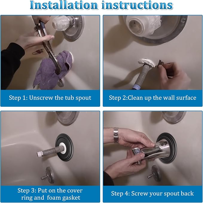 Enhon Metal Tub Spout Cover Ring, Bathroom Faucet Remodeling Wall Plate - Image 6