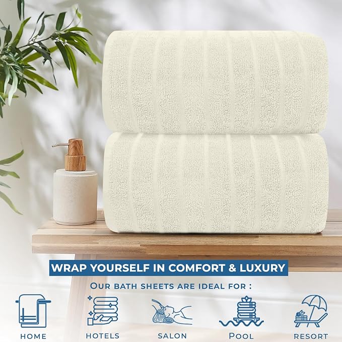 DAN RIVER Pack of 2 Bath Sheet 35x70 Inches, Extra Large Ribbed Quick Dry Bath - Image 5