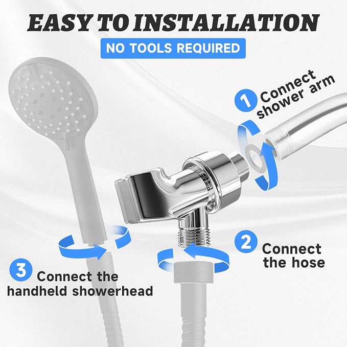 Plastic Shower Head Holder for Hand Held Showerhead Adjustable Shower Arm Mount - Image 4