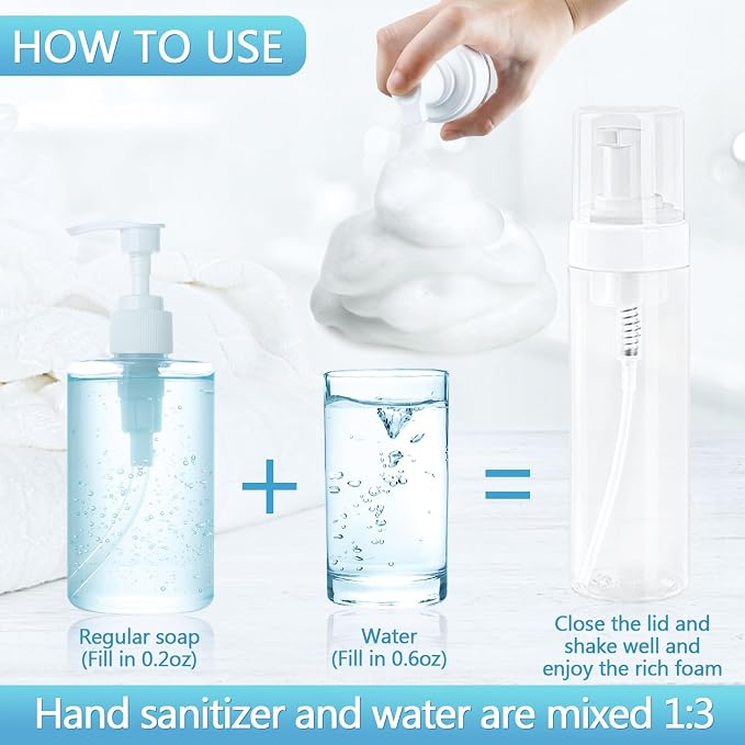 Foam Pump Bottle 8.5oz/250ml Clear Empty Foam Bottle Pump, Travel Foam Bottles - Image 3