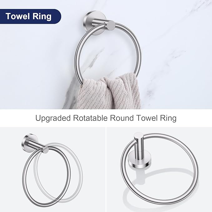 Lairuier 5 Pieces Brushed Nickel Bathroom Accessories Set, 23.6 Inch Bath Towel - Image 3