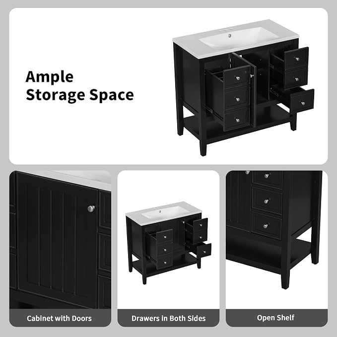 Favfurish 36" Bathroom Vanity Without Top Sink, Vanity Only - Image 8