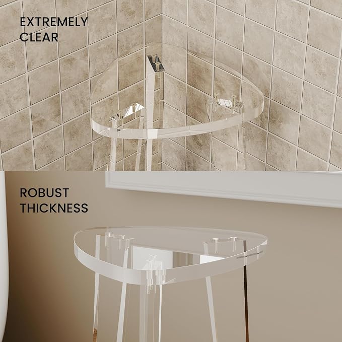 Acrylic Corner Shower Stool for Shaving Legs 11.65" D X 11.94" W X 16.34" H - Image 5