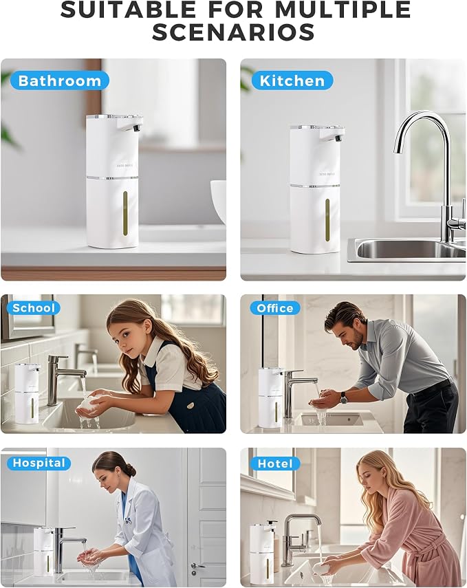 Automatic Liquid Soap Dispenser, 12.8oz Rechargeable, Adjustable Liquid Levels - Image 8