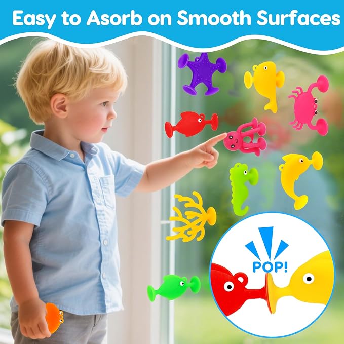 Toddler Suction Cup Bath Toys, Ocean Animal Bath Toys - Image 4