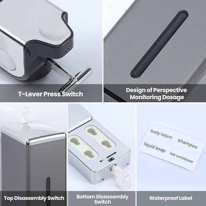 3-in-1 Quadrate Dispensers for The Shower, Shower soap Dispenser, Conditioner - Image 6