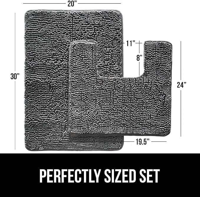 GORILLA GRIP Bathroom Rug Sets, Soft Chenille 2 Piece Area Rugs Set, Toilet - Image 2