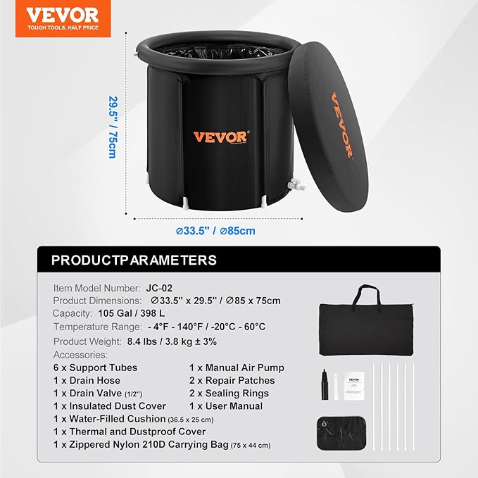 VEVOR Ice Bath Tub XL, Cold Water Therapy Plunge Tub - Image 7