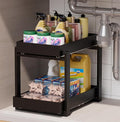 Bamboo Wood Under Sink Organizer 1 Pack, Pull Out Cabinet Organizer 2 Tier by LONTAI