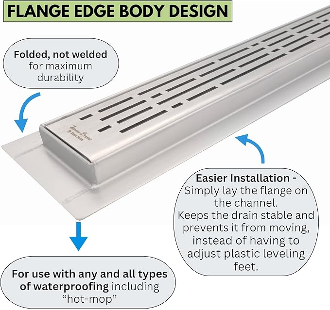 SereneDrains 304 Stainless Steel Brushed Nickel Linear Shower Drain Kit Broken - Image 5