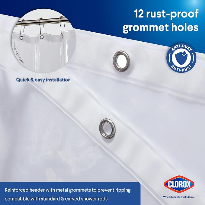 CLOROX Shower Curtain Liner, Premium Lightweight Flexible Waterproof 3g PEVA - Image 7