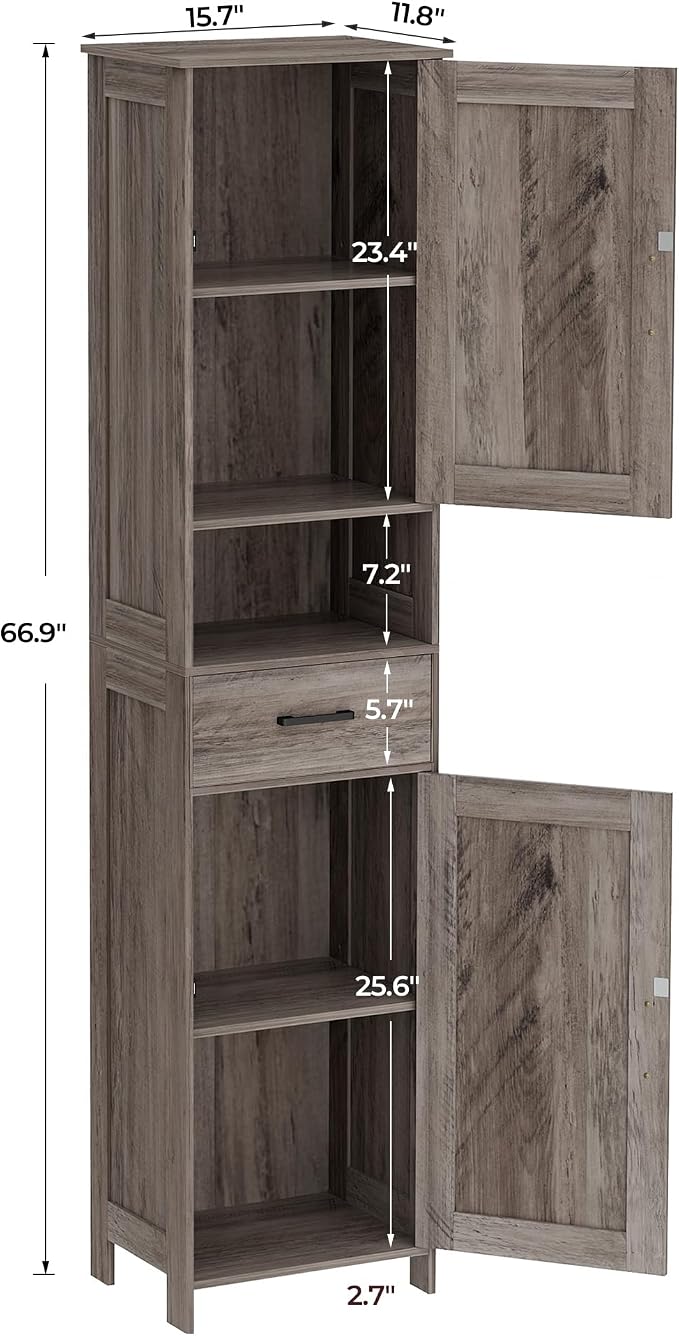 Homhedy 67" H Tall Bathroom Storage Cabinet - Image 3