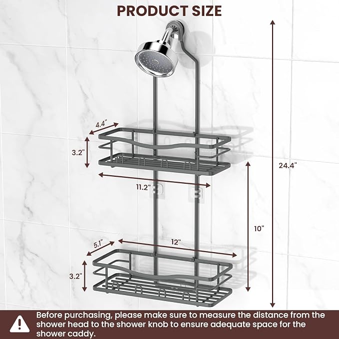 REINHARDT Shower Caddy Hanging, Rustproof Bathroom Caddy Anti-Swing Shower - Image 6