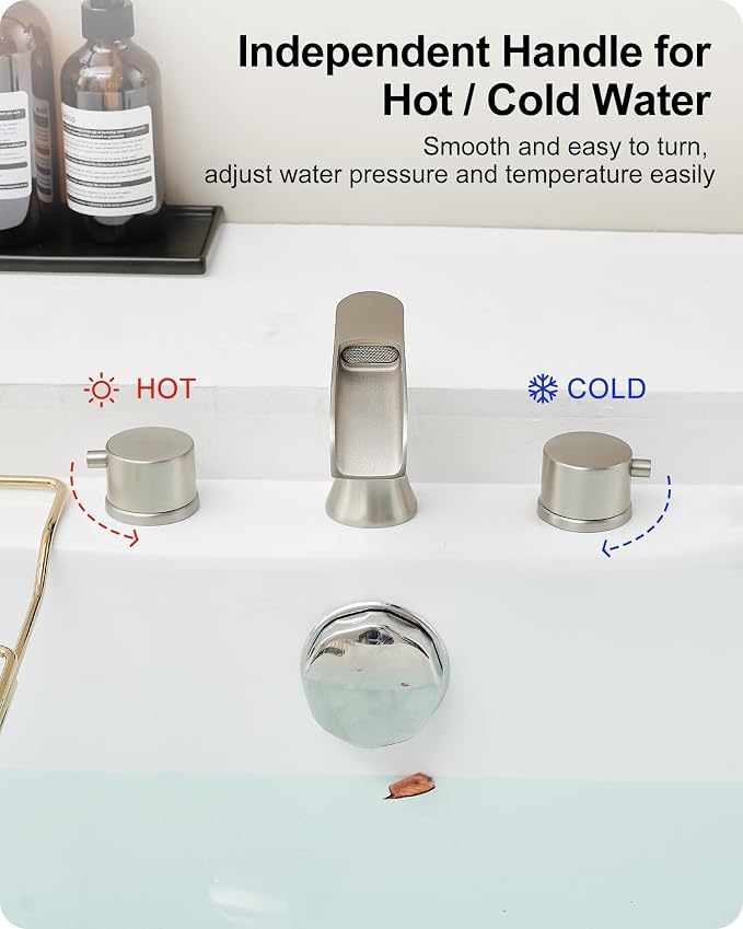 Brass Roman Bathtub Faucet Brushed Nickel, Waterfall High Flow Bath Tub Faucet - Image 7