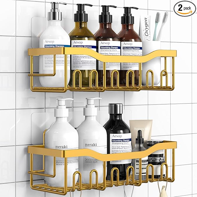 EUDELE Shower Caddy 2 Pack, Adhesive Organizer by EUDELE