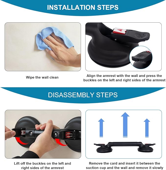 19inch Suction Shower Grab Bar, Portable Shower Handle Bar Suction Grip Bar - Image 4