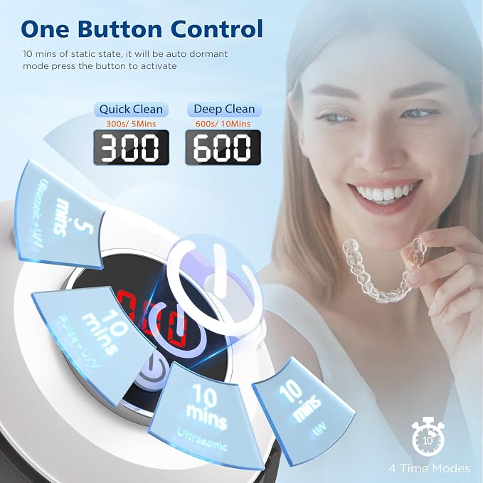 45kHz Retainer Cleaner Machine, 200ML Ultrasonic Dental Cleaning Pod - Image 4