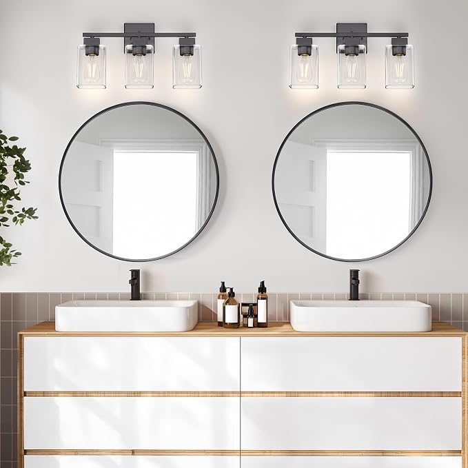 Espird Matte Black Bathroom Vanity Light, 3-Light Vanity Lighting fixtures Over - Image 5