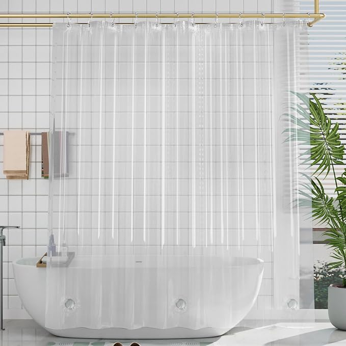 AmazerBath 54x72 Shower Curtain Stall, Plastic Small Shower Curtain Clear - Image 8