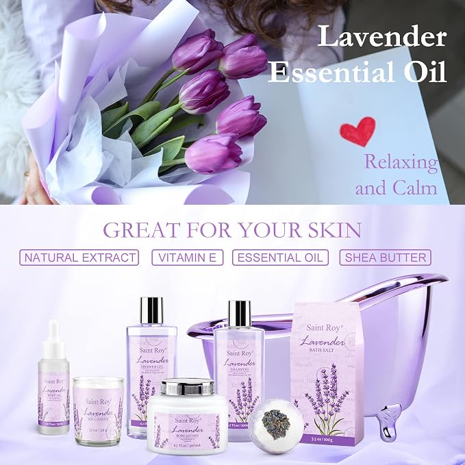 Lavender scented gifts for mom Spa Gift Baskets for Woman - Image 4