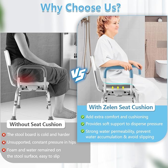 Shower Seat Cushion for Inside Shower, Shower Chair Cushion Bath Seat Mat for - Image 3