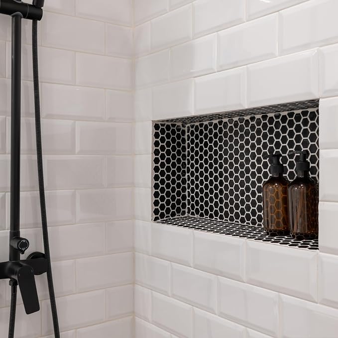 VEVOR Shower Niche, Modern Soap & Shampoo Storage Organizer, Square Corners - Image 2