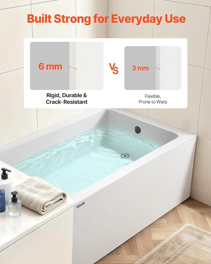 VEVOR Alcove Bathtub, Soaking Bath Tub - Image 4