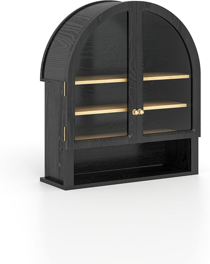 Large Arched Wall Cabinet with Acrylic Door, Wood Wall Mounted Bathroom Cabinet - Image 7