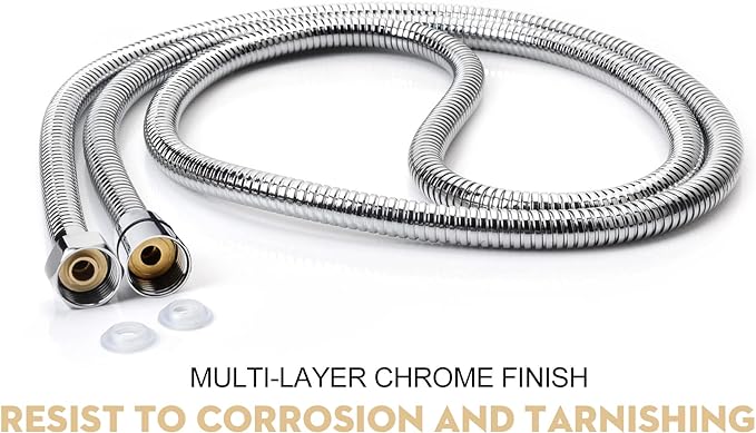 Shower Hose Extra Long 118 Inches Brushed Chrome Handheld Shower Head Hose - Image 7