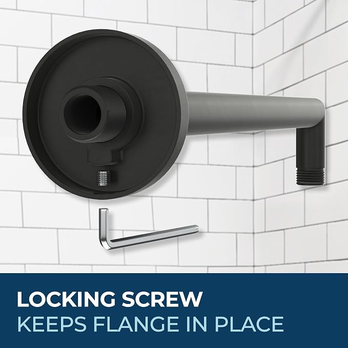HammerHead Showers® Solid Metal 16 Inch Extended Shower Arm and Flange - Image 6