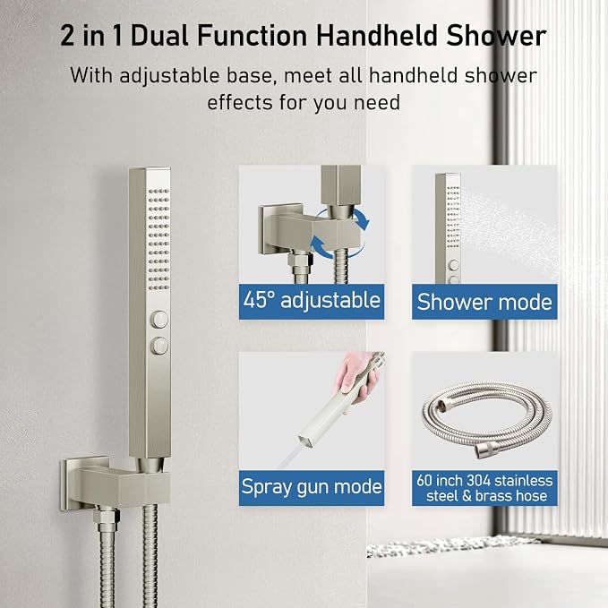 Thermostatic Shower Systems Brushed Nickel Shower Faucets Sets, STARBATH 12+ 8" - Image 4