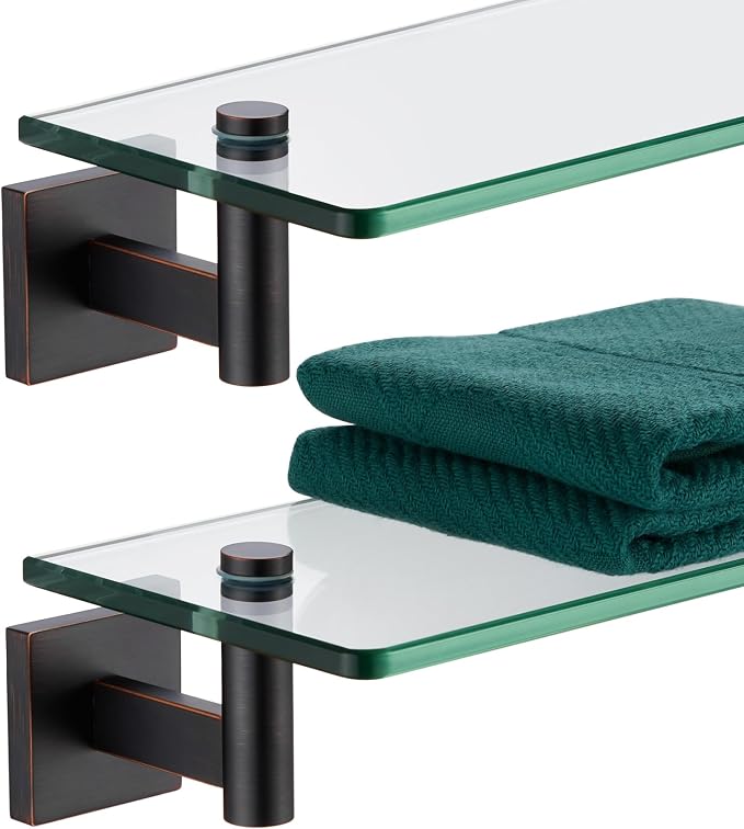 KOKOSIRI Wall Shelves Bathroom Hardware Tempered Glass Floating Shelf Hanging by KOKOSIRI