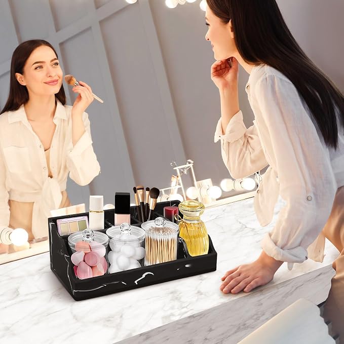 Marble Bathroom Countertop Organizer, Toothbrush and Toothpaste Holder - Image 9