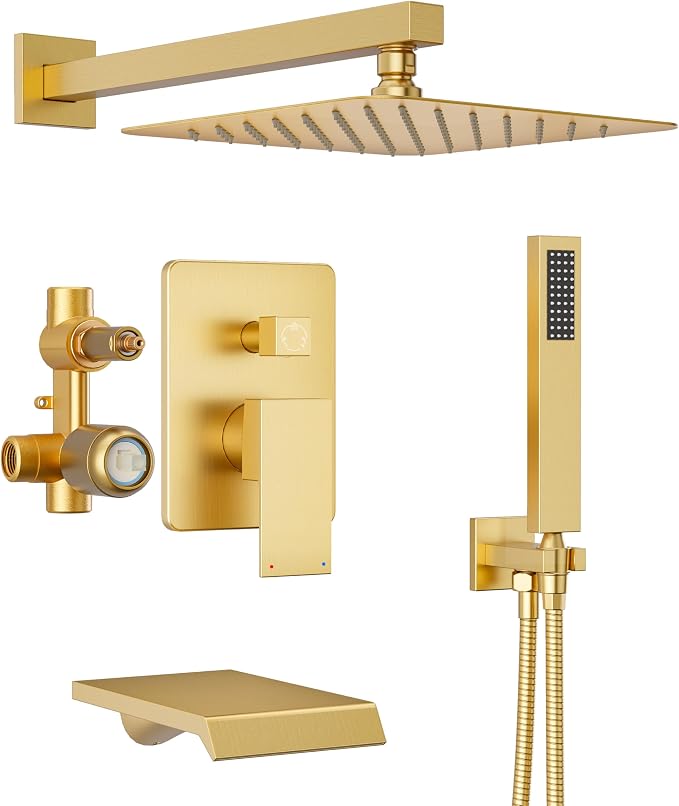 Shower System with Tub Spout, All Metal Tub Shower Faucet Set with 10-Inch Rain by HOMGOO