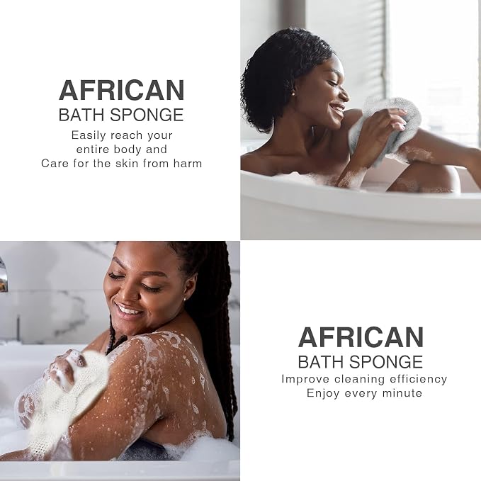 UJFQBH 3 Pieces African Bath Sponge African Net Long Net Bath Sponge - Image 5