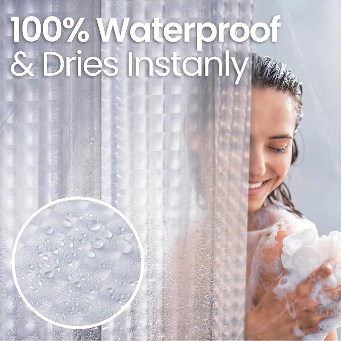 LiBa Waterproof PEVA 8G Shower Curtain, Plastic - Image 5