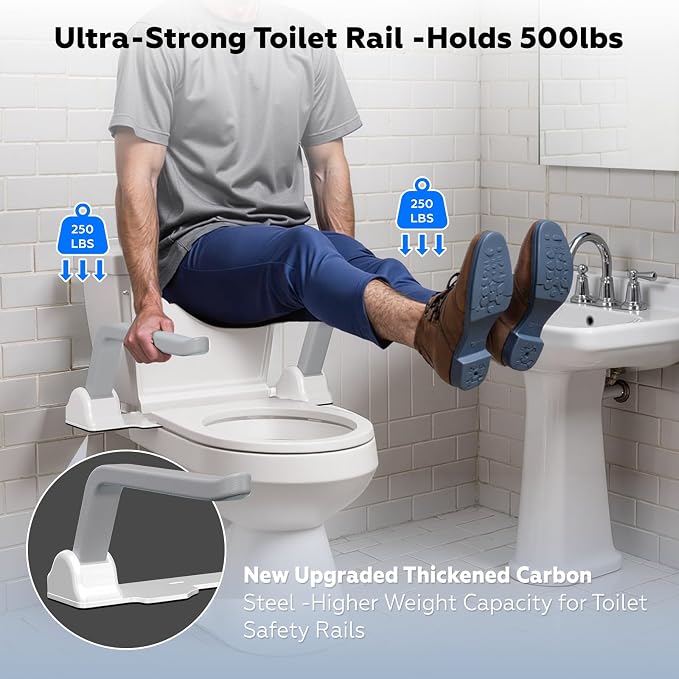 Toilet Safety Rails for Seniors, 500lb Heavy-Duty Toilet Safety Frame, 60° - Image 2