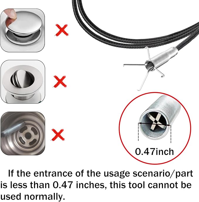 Drain Snake for Hair Clogs, 116 Inch Snake Drain Hair Removal Too, Plumbing - Image 5