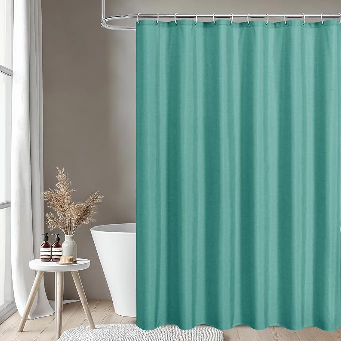 2-in-1 Waterproof Fabric Shower Curtain or Liner, Linen Textured, Breathable - Image 2