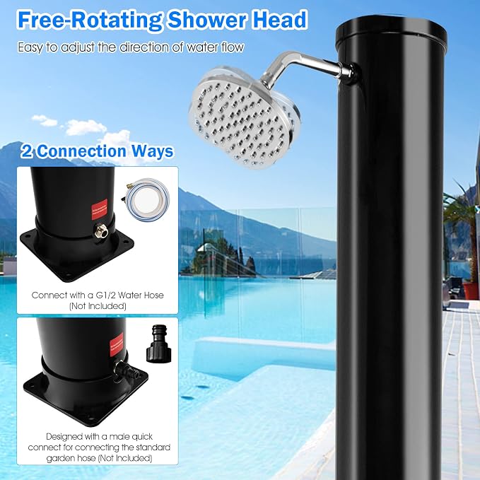 Giantex 7.2 FT 10 Gallon 2-Section Solar-Heated Outdoor Shower, Pool Shower - Image 5