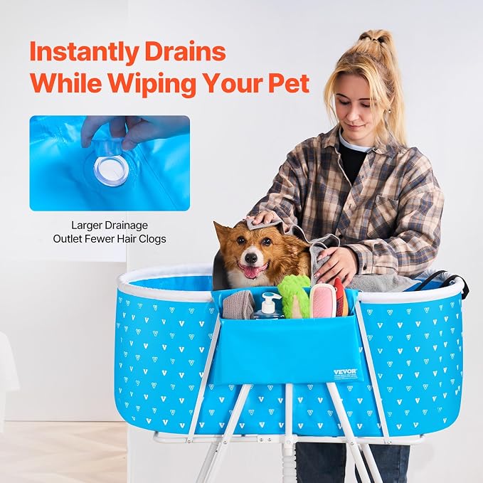 VEVOR Portable Dog Bathtub, Elevated & Foldable Space-saving Pet Shower Station - Image 5