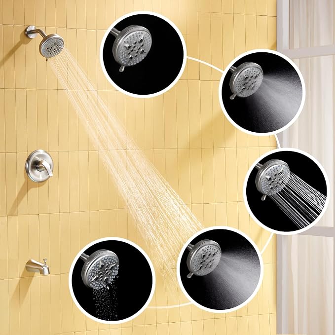 KINSE Tub Shower Faucet Set, 5-Inch Rain Shower Head and Tub Spout Single-Handle - Image 3