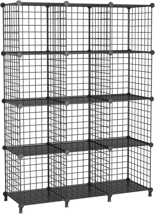 12-Cube Storage Organizer, Metal Wire Cube Shelving Unit, 11.8" L x 11.8" W x by Unknown