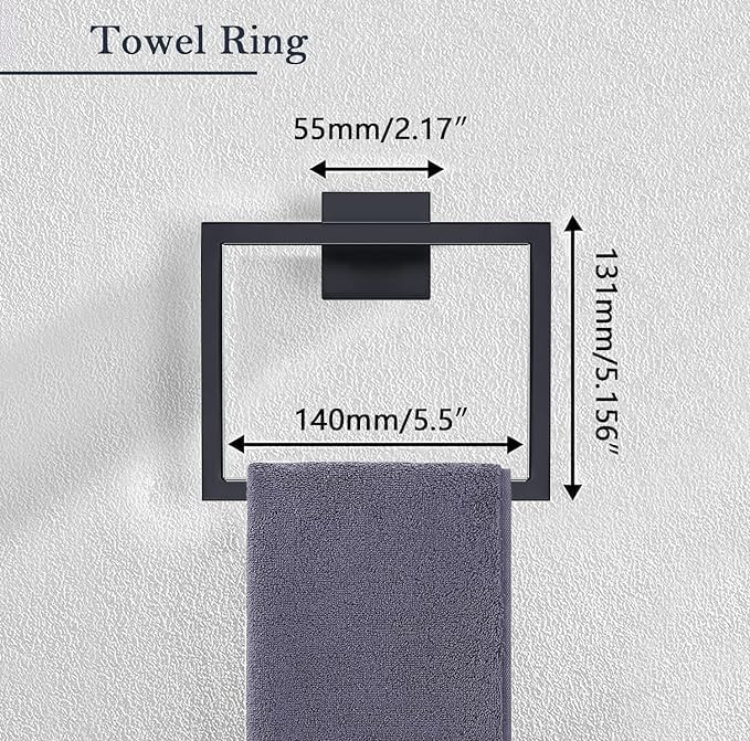 Bathroom Accessories Towel Bar Set: 15 Pieces Matte Black Bathroom Hardware - Image 4