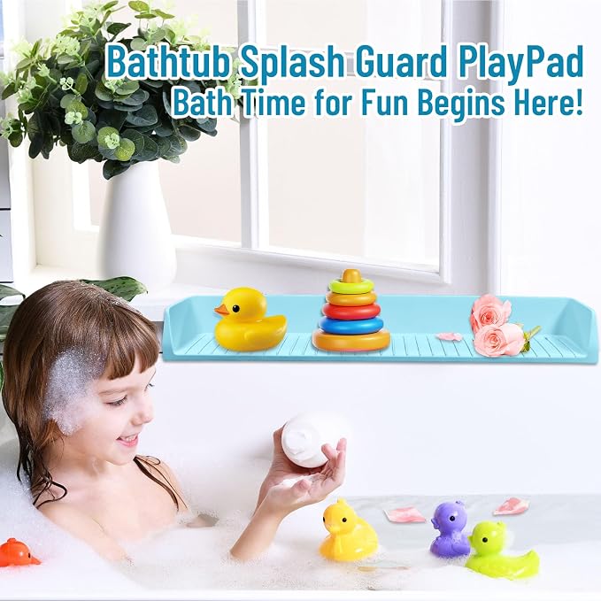Splash Guard for Bathtub Kids, Longer Silicone Bathtub Splash Guard - Image 7