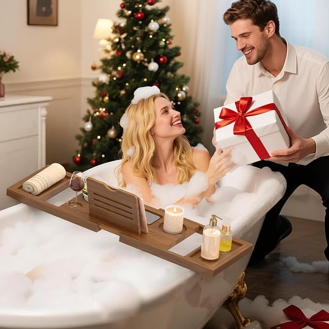 Teak Bathtub Tray, Expandable Wooden Bath Tray - Image 6