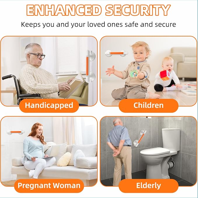 Grab Bar for Bathtubs and Showers, Zynuhmo 12'' Suction Safety Grab Bar - Image 7