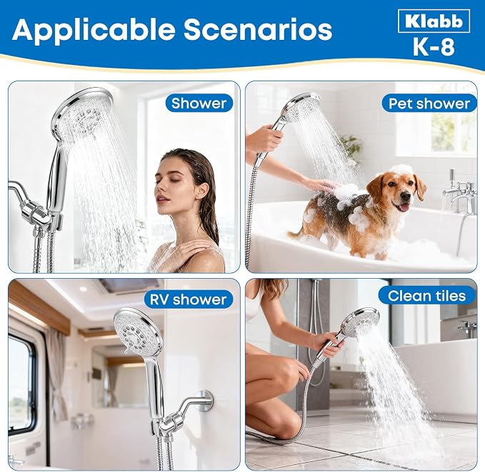 Klabb 4.3" High Pressure Handheld Shower Head - Image 7